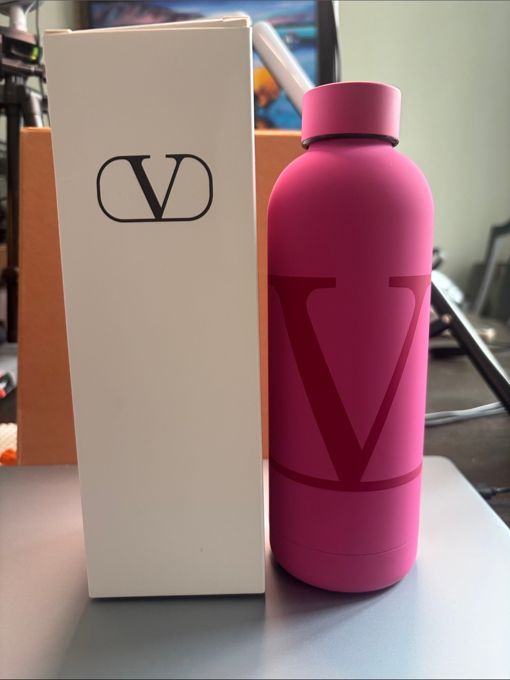 Valentino Pink Matte V-Logo Skincare Bottle